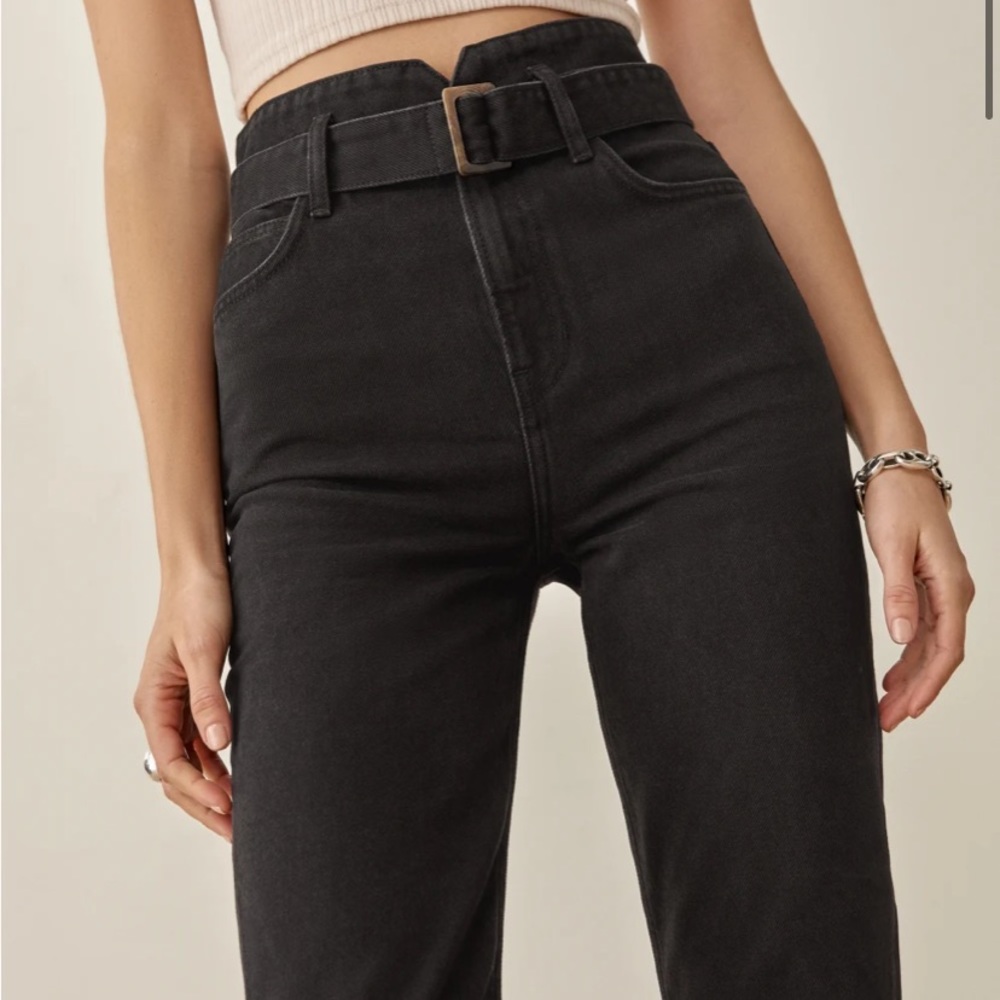 Reformation Cynthia Belted High Rise Straight Jeans